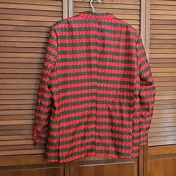 NWOT Christmas Blazer Dec. 25th ugly X-Mas jacket men XL red and green lined - Picture 6 of 12